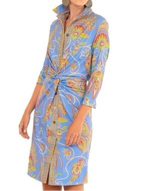 Gretchen Scott Designs everywhere the plume periwinkle Paisley midi dress Medium